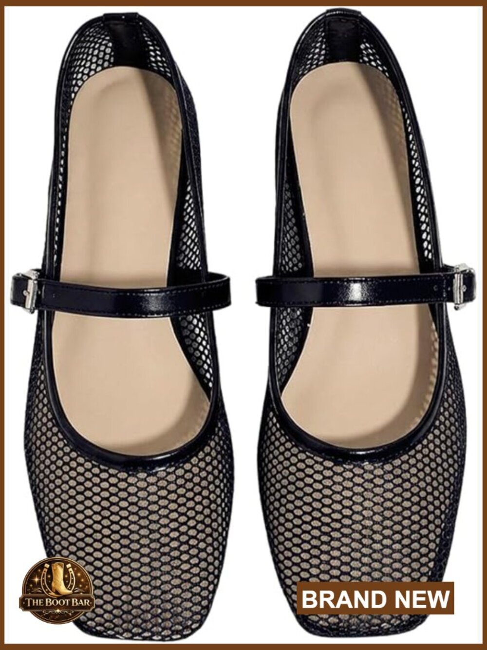 Mesh Ballet Flats Comfortable Dressy Trendy Square Closed Toe Maryjane Flat